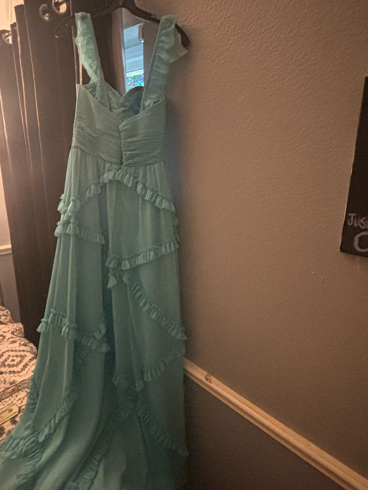 Camille La Vie Size 8 Prom Plunge Blue A-line Dress on Queenly