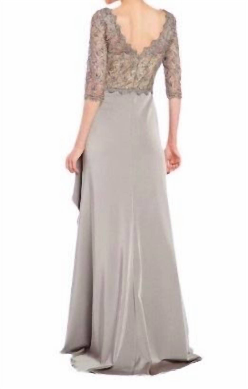 Style 1-1110836403-472 ALYCE PARIS Plus Size 16 Long Sleeve Lace Gray Floor Length Maxi on Queenly