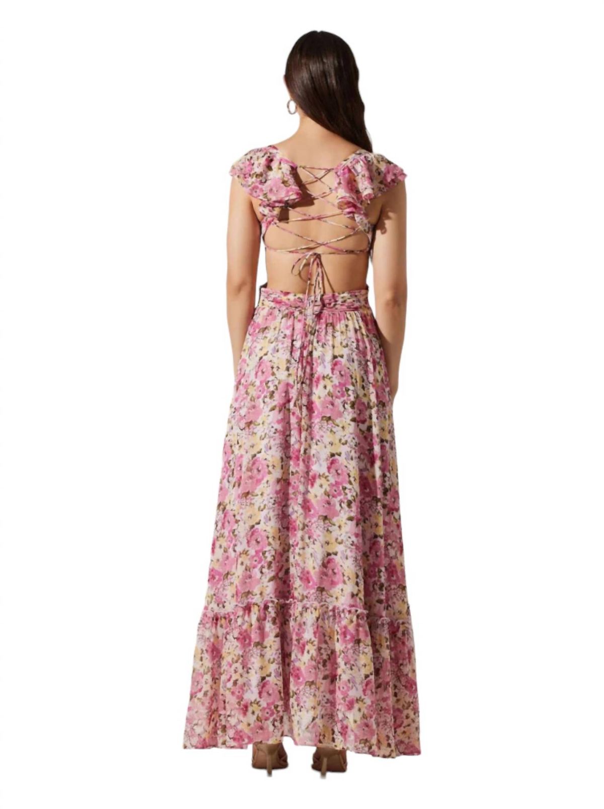 Style 1-1279253863-149 ASTR Size L Floral Pink Floor Length Maxi on Queenly