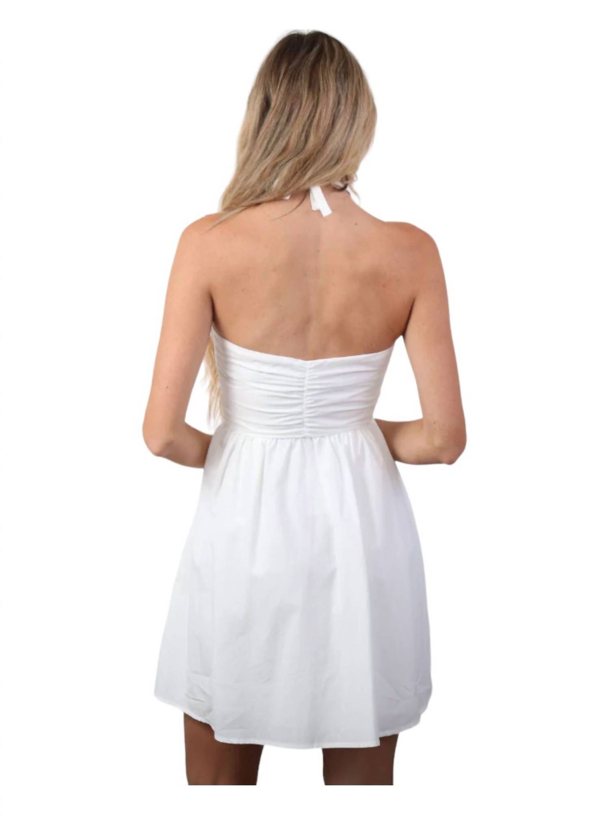 Style 1-1293984002-1901 Bluebird Canyon Size 6 Halter White Cocktail Dress on Queenly