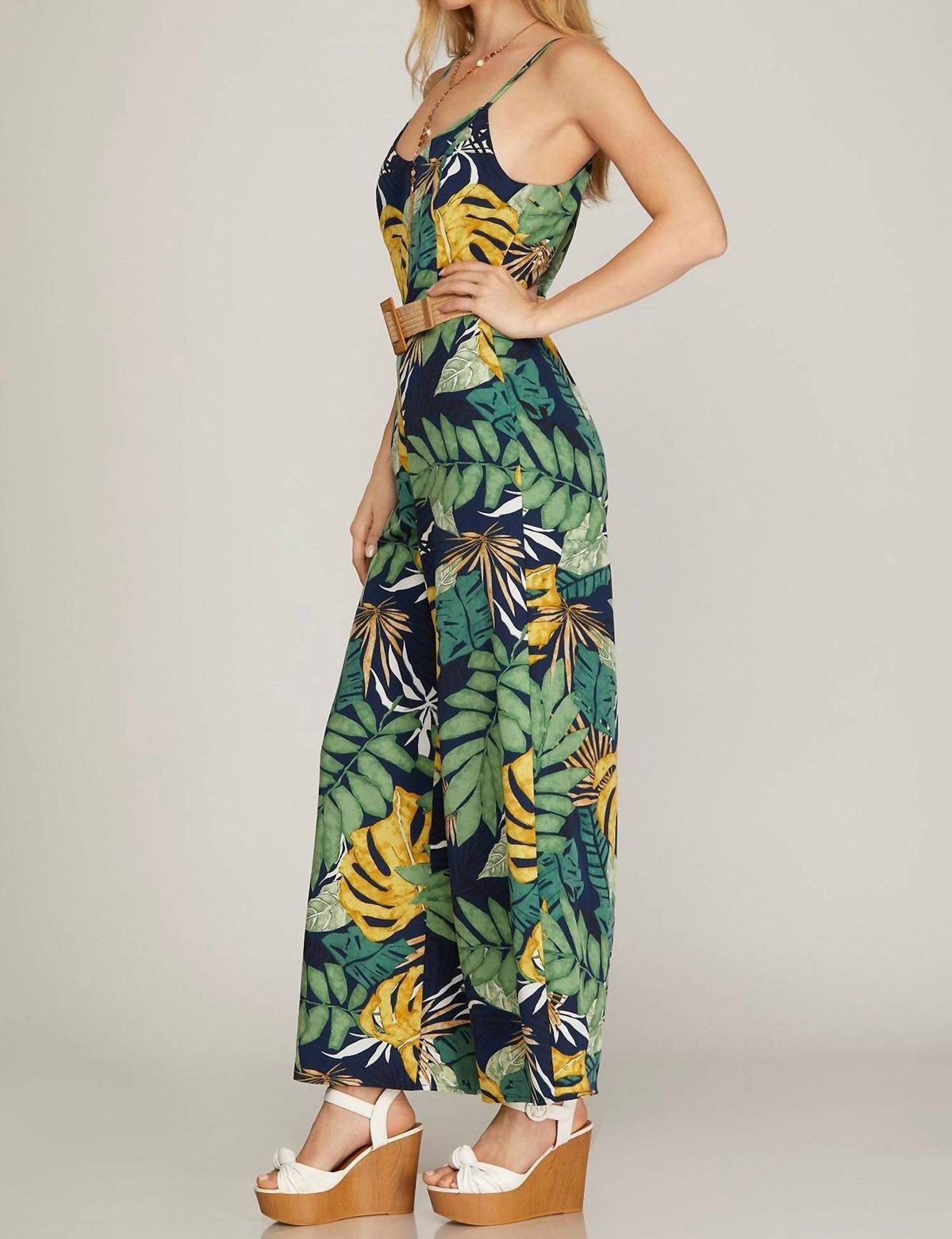 Style 1-1311315754-149 SHE + SKY Size L Green Formal Jumpsuit on Queenly