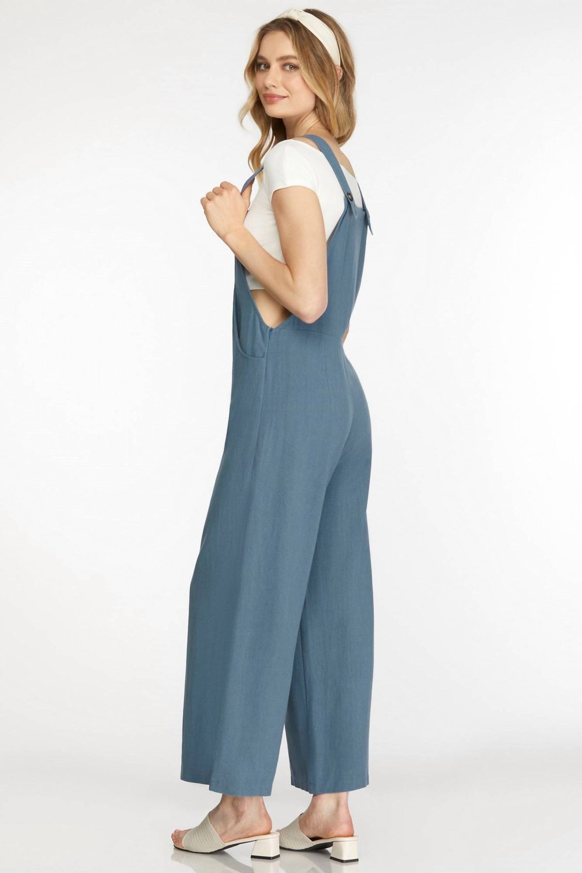 Style 1-1494654-892 SHE + SKY Size M Blue Formal Jumpsuit on Queenly