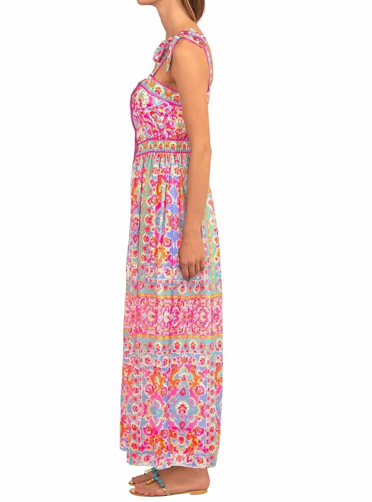 Style 1-1642345589-74 GRETCHEN SCOTT Size S Turquoise Pink Floor Length Maxi on Queenly