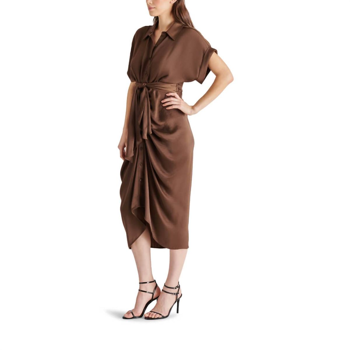 Style 1-1681604865-1498 STEVE MADDEN Size 4 High Neck Brown Cocktail Dress on Queenly