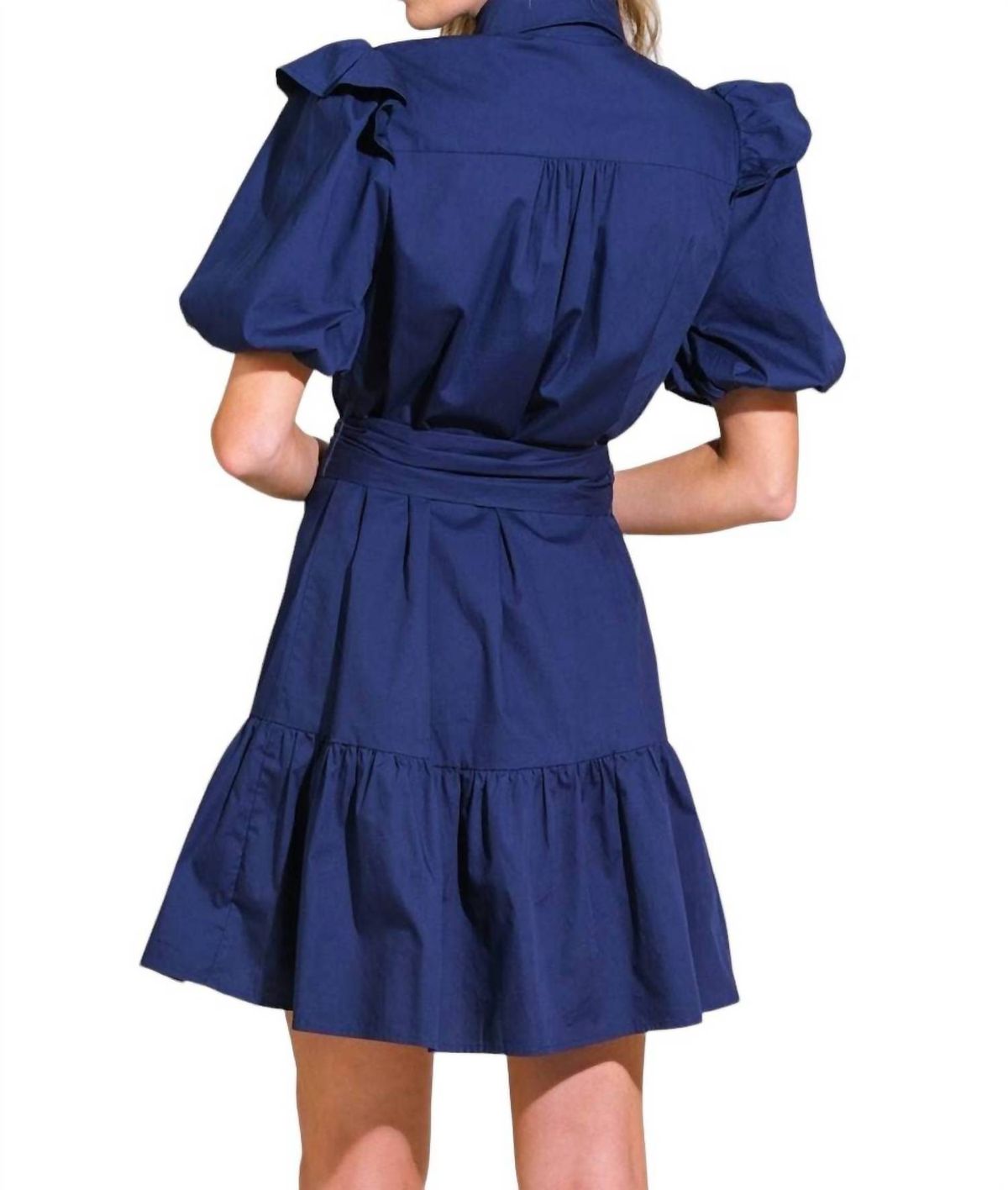 Style 1-1699034758-149 FLYING TOMATO Size L High Neck Navy Blue Cocktail Dress on Queenly