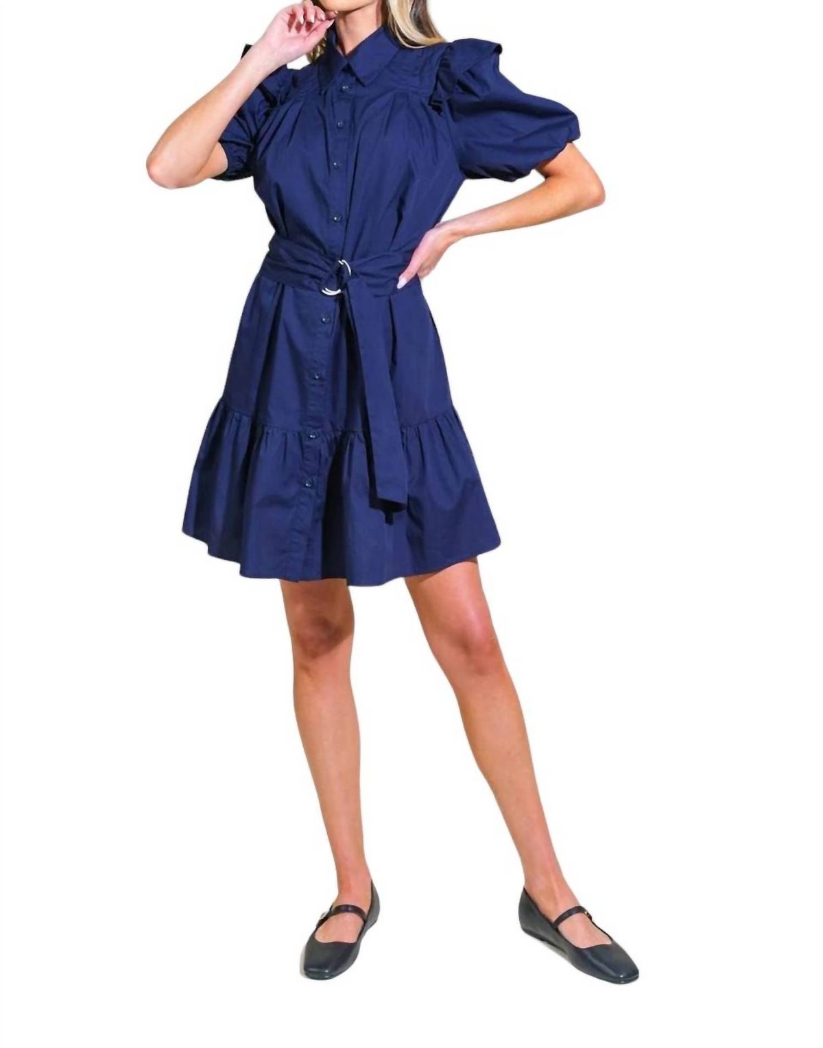 Style 1-1699034758-149 FLYING TOMATO Size L High Neck Navy Blue Cocktail Dress on Queenly