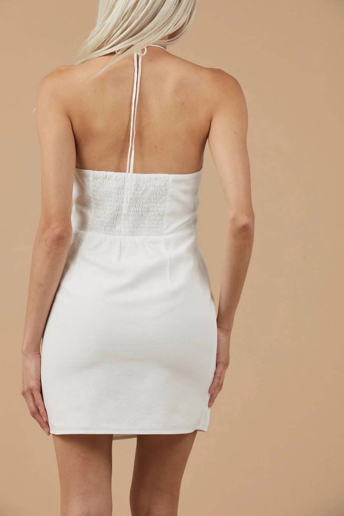 Style 1-2023978686-149 Sophie Rue Size L Halter White Cocktail Dress on Queenly