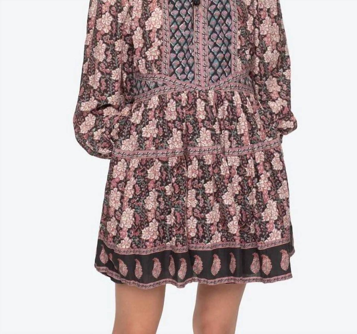 Style 1-2352531907-425 SEA Size 8 Long Sleeve Floral Brown Cocktail Dress on Queenly