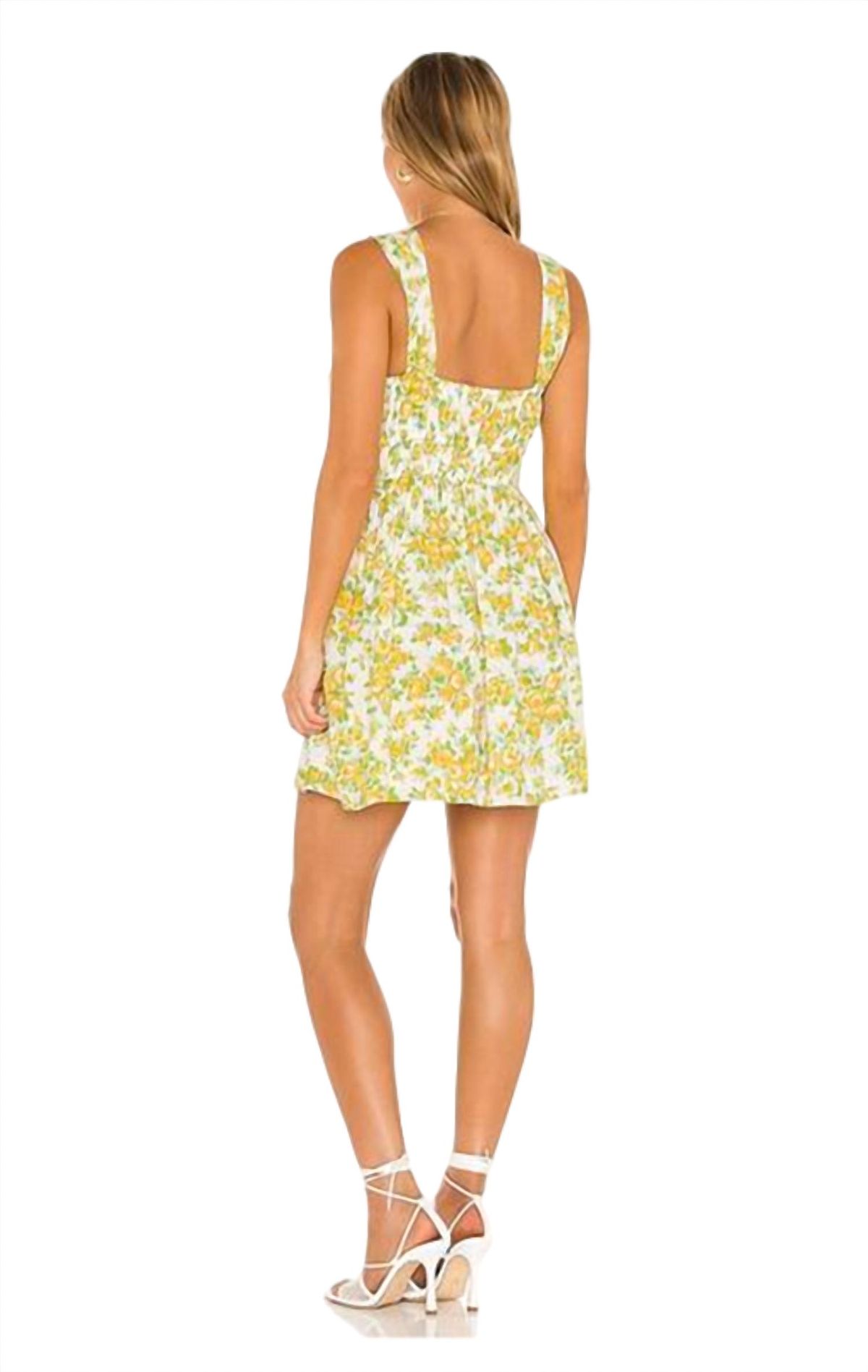 Style 1-2742946174-892 FAITHFULL THE BRAND Size M Floral Yellow Cocktail Dress on Queenly