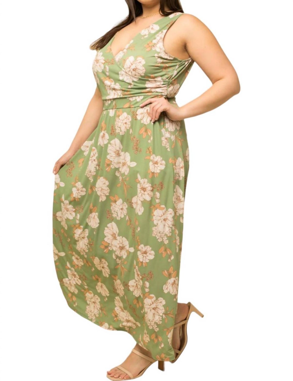 Style 1-2929283222-1464 GILLI Size 3X Floral Green Floor Length Maxi on Queenly