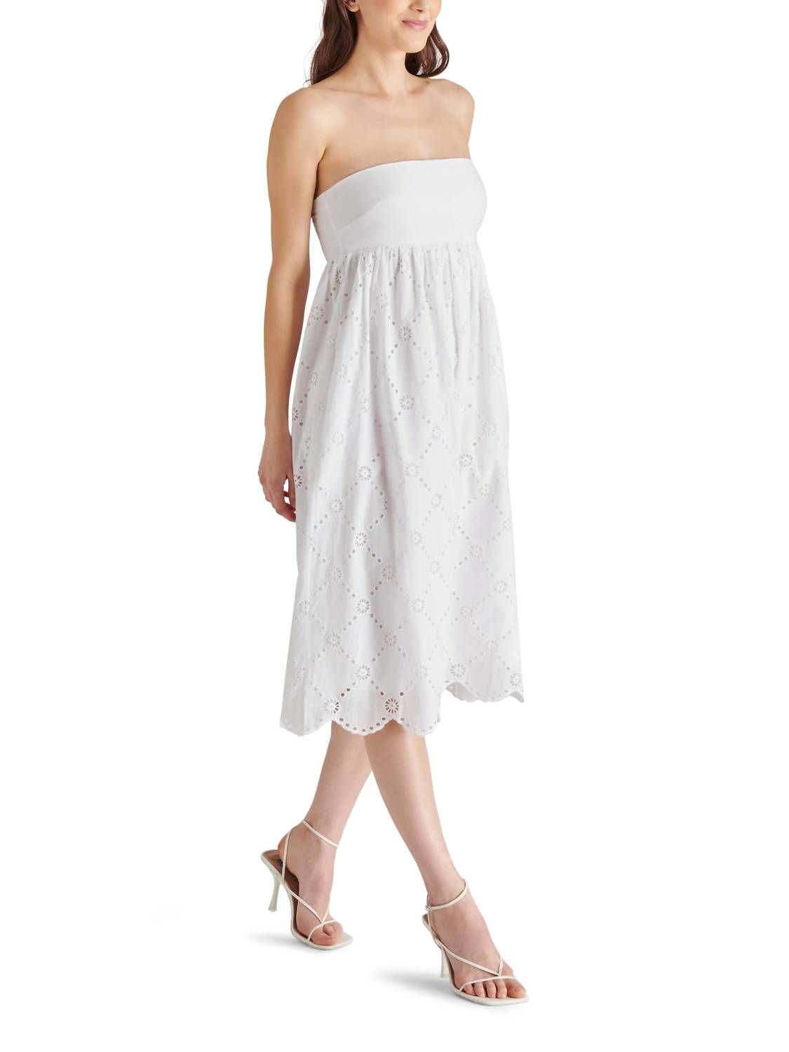 Style 1-3156487240-149 STEVE MADDEN Size L Strapless White Cocktail Dress on Queenly