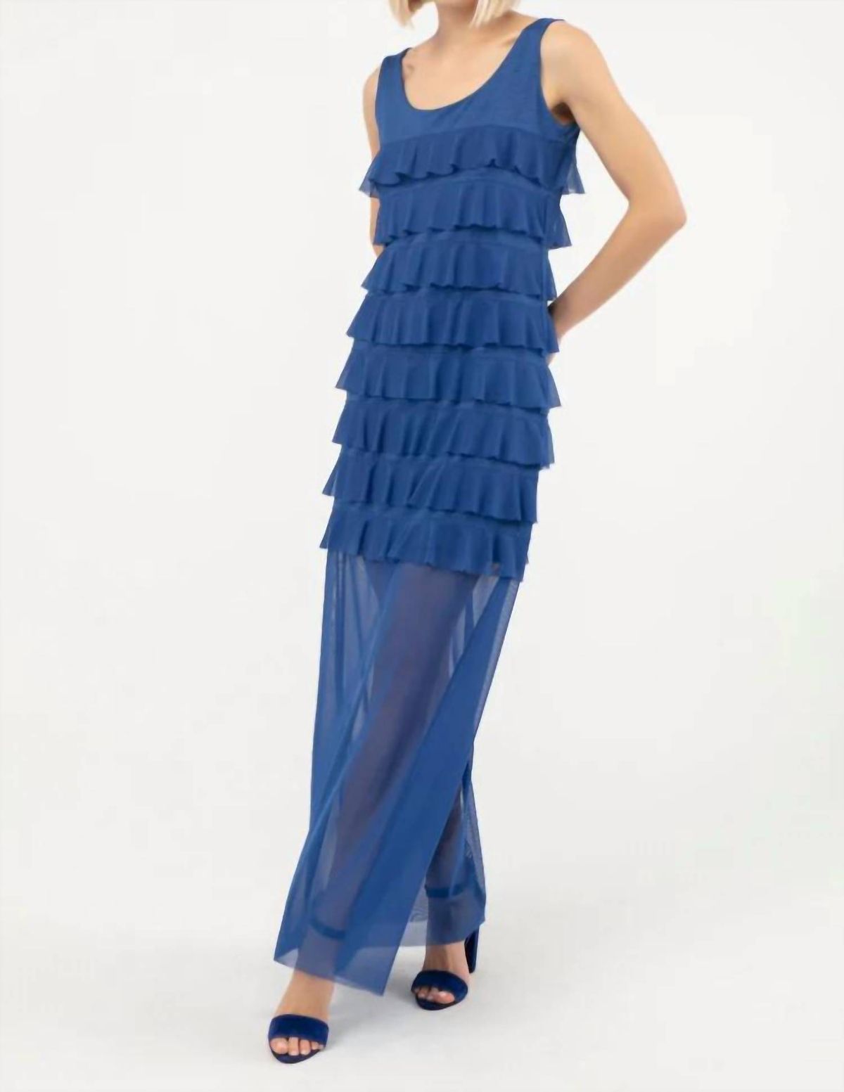 Style 1-3617511146-149 ISLE by Melis Kozan Size L Sheer Blue Floor Length Maxi on Queenly