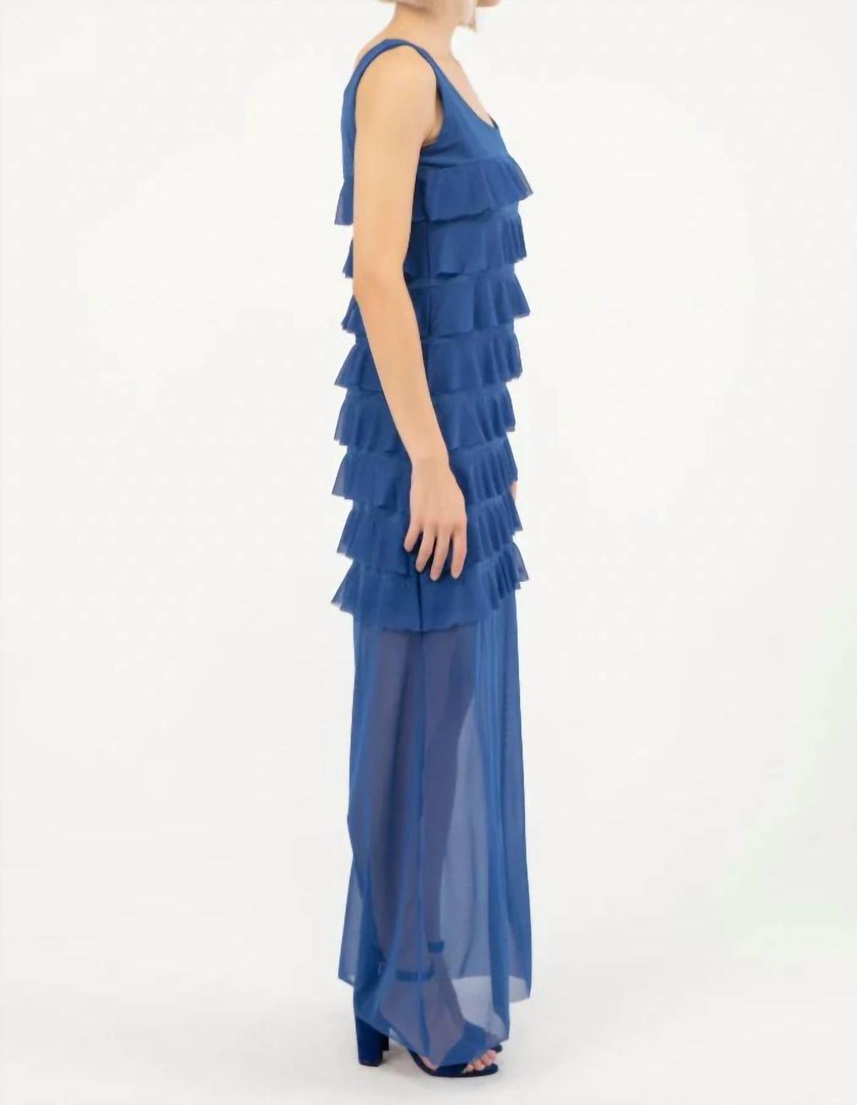 Style 1-3617511146-149 ISLE by Melis Kozan Size L Sheer Blue Floor Length Maxi on Queenly