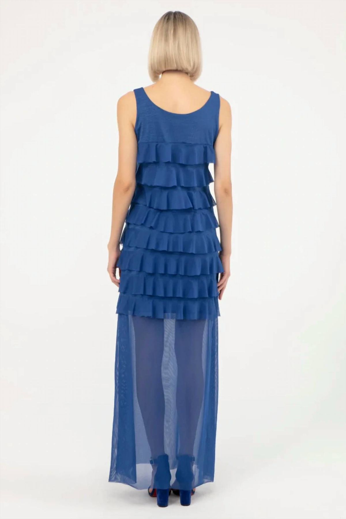 Style 1-3617511146-149 ISLE by Melis Kozan Size L Sheer Blue Floor Length Maxi on Queenly