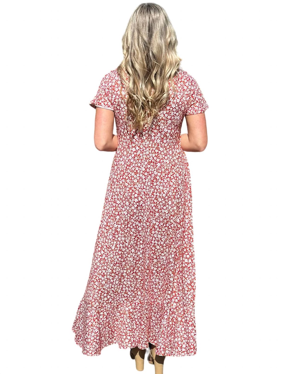 Style 1-376651859-74 BOMBOM Size S Floral Red Floor Length Maxi on Queenly