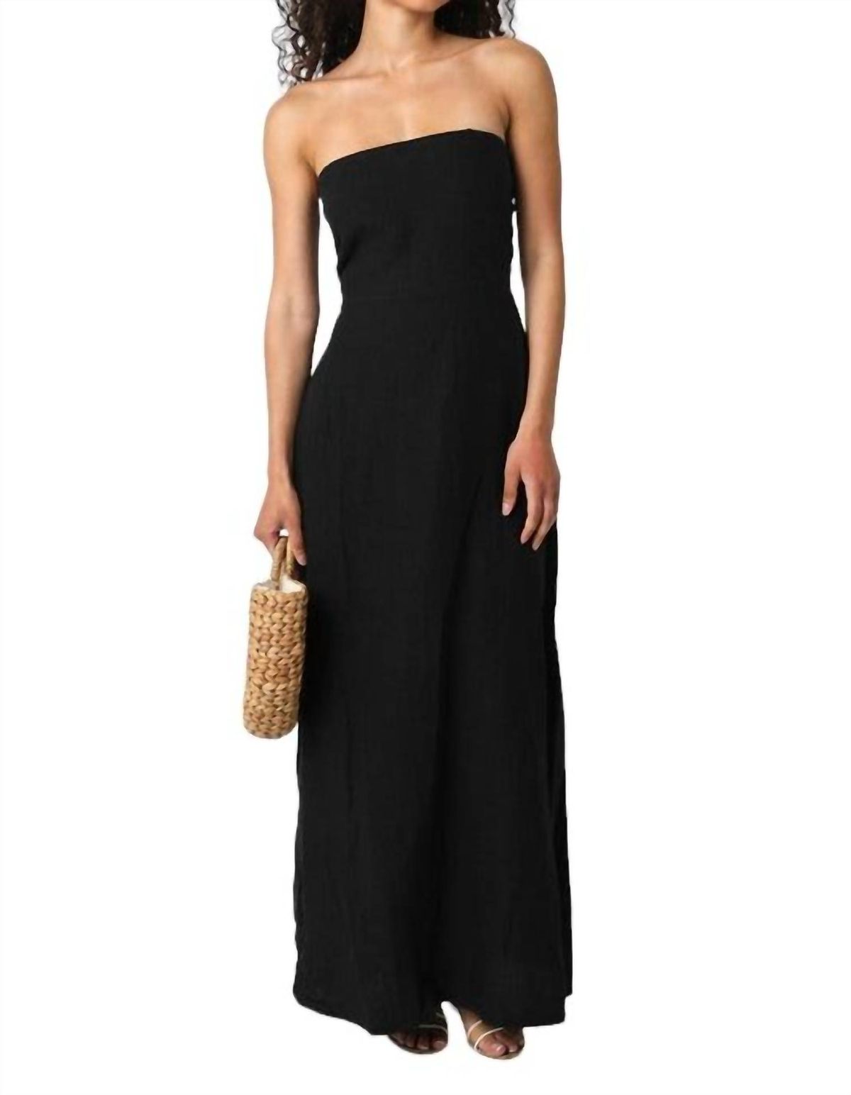 Style 1-4057012761-149 OLIVACEOUS Size L Strapless Black Floor Length Maxi on Queenly