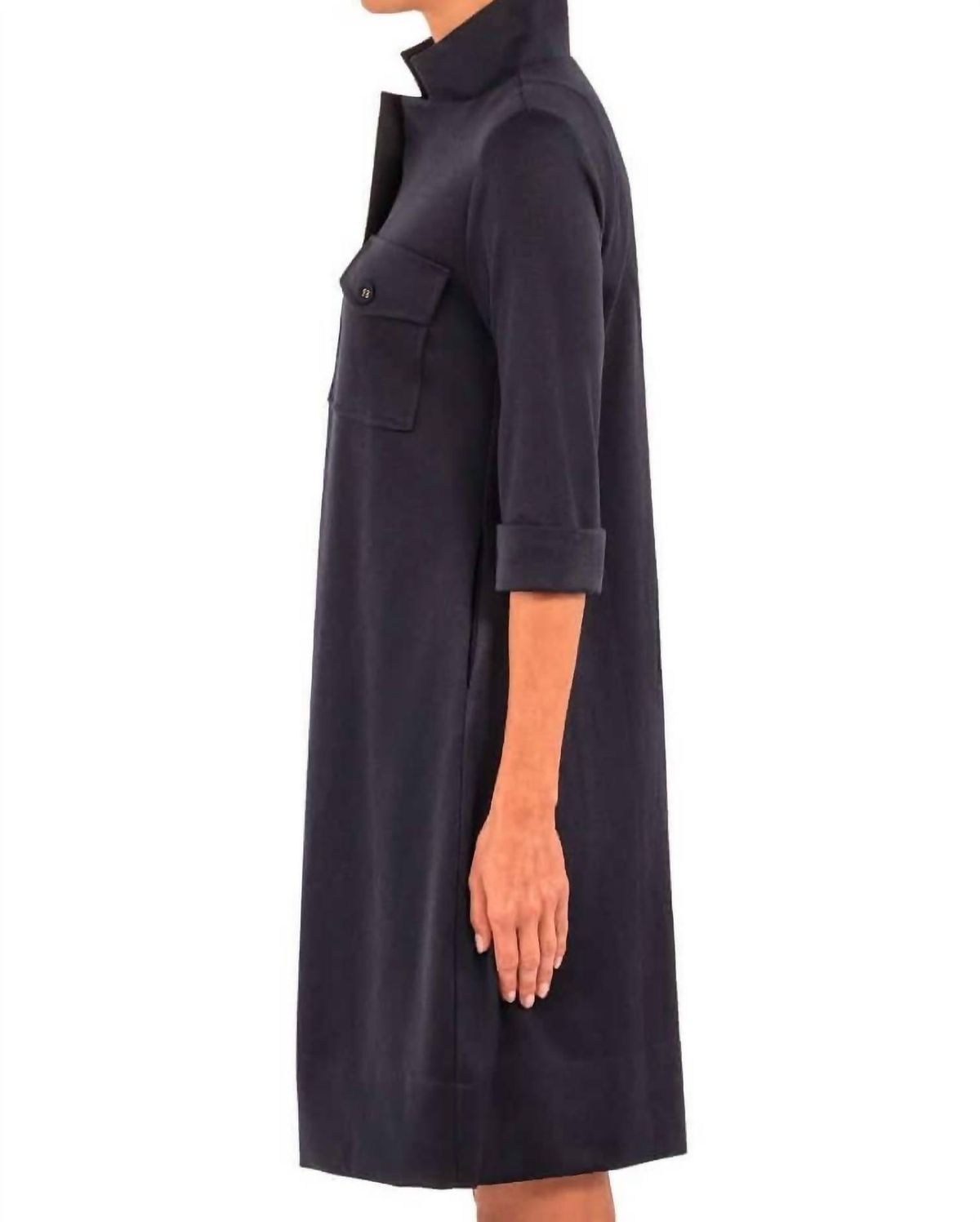 Style 1-591233894-149 GRETCHEN SCOTT Size L High Neck Navy Blue Cocktail Dress on Queenly