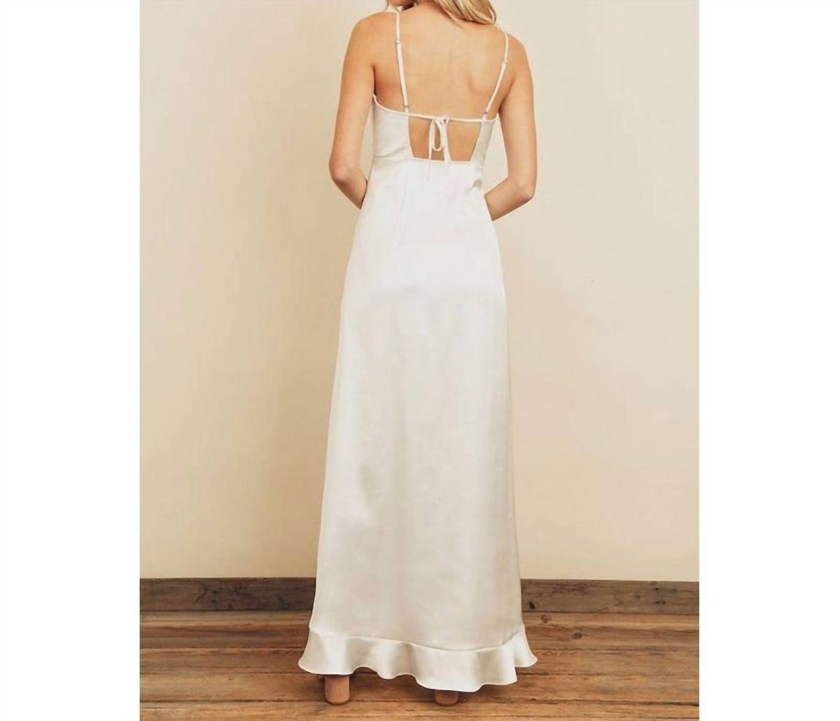 Style 1-616846010-74 DRESS FORUM Size S Plunge White Floor Length Maxi on Queenly