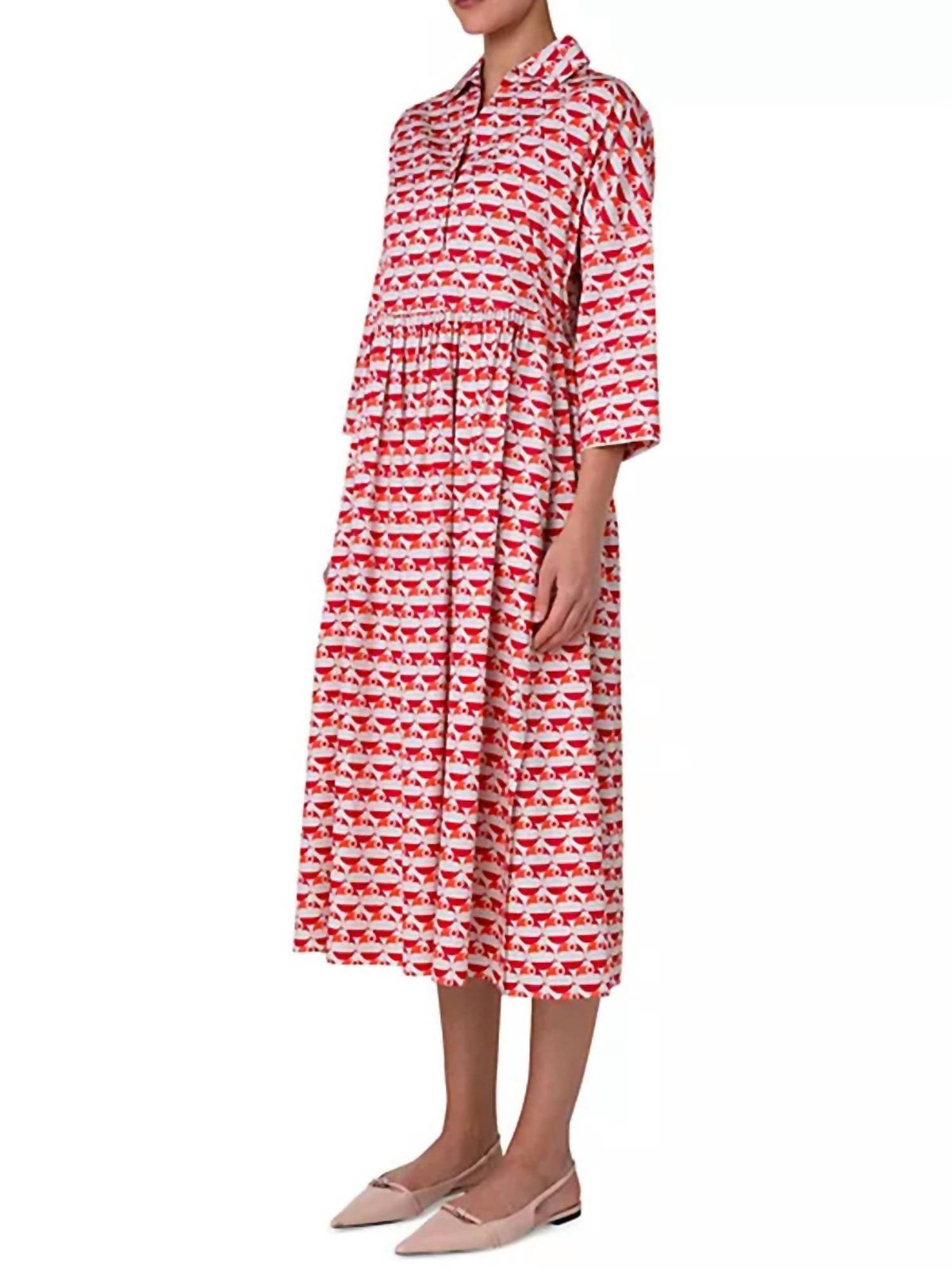 Style 1-769385150-238 AKRIS PUNTO Size 12 High Neck Coral Cocktail Dress on Queenly