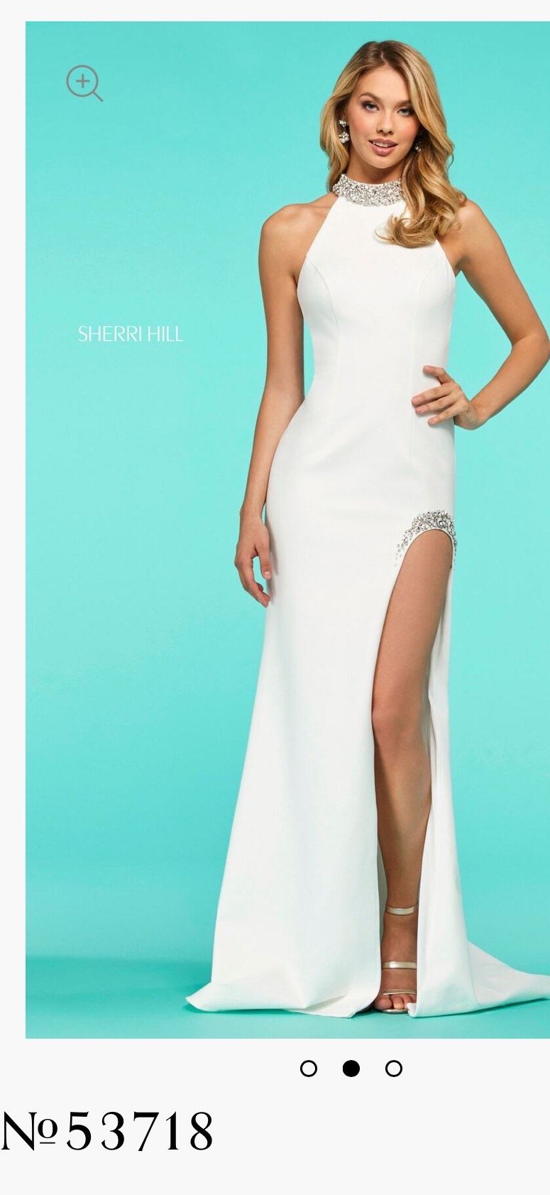 Sherri Hill Size 2 Prom High Neck White Side Slit Dress on Queenly