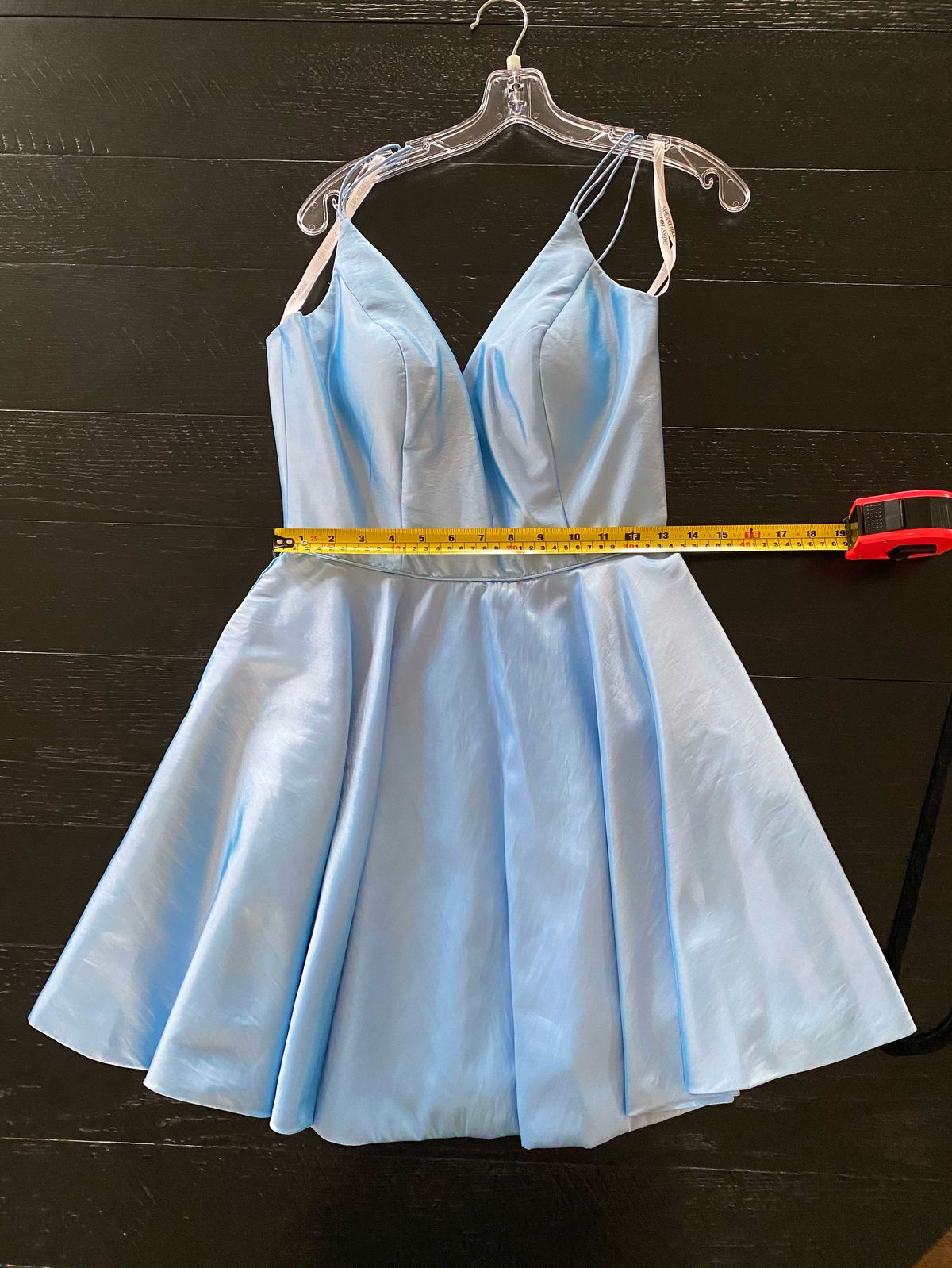 Sherri Hill Size 8 Plunge Light Blue Cocktail Dress on Queenly