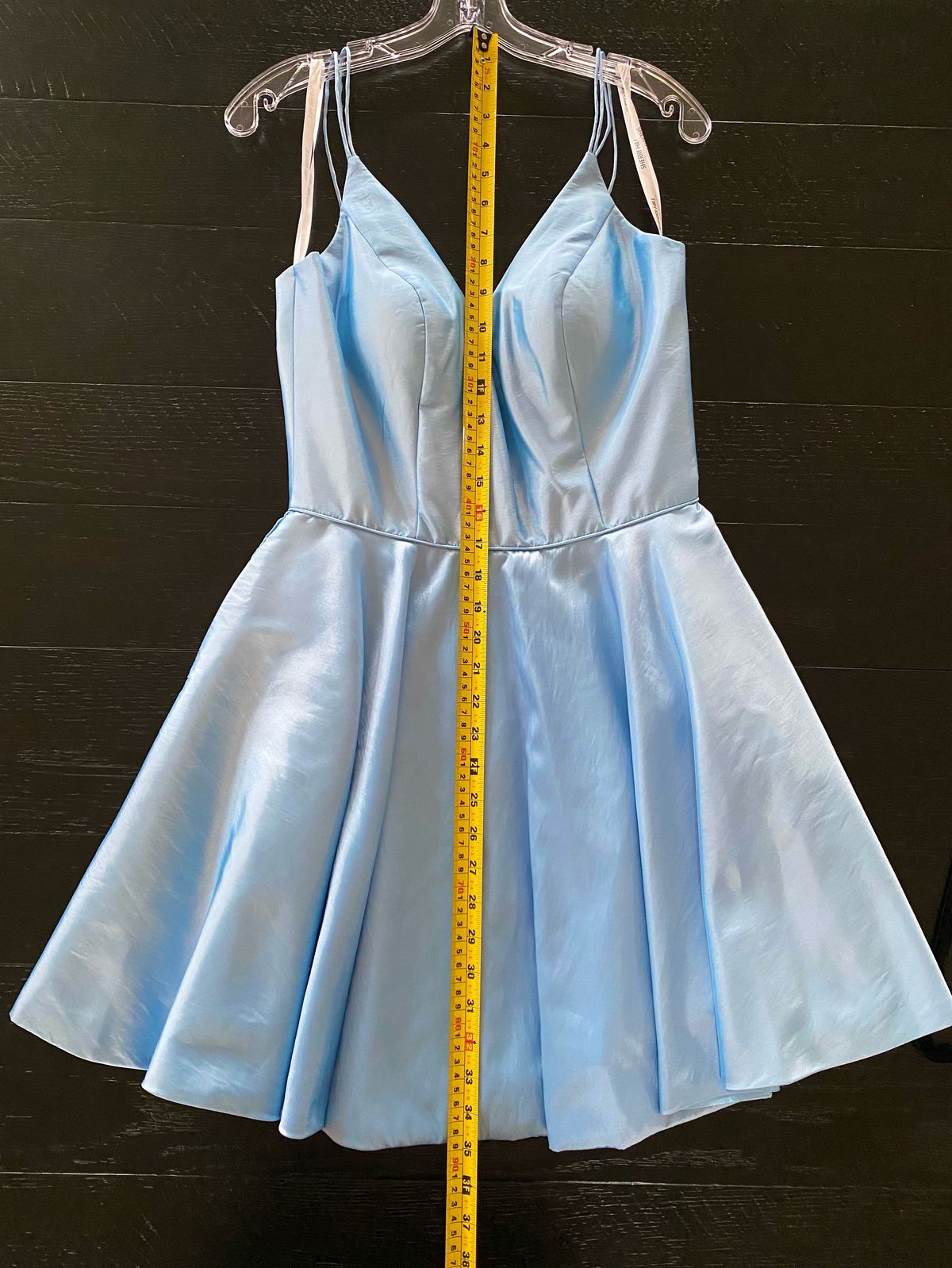 Sherri Hill Size 8 Plunge Light Blue Cocktail Dress on Queenly