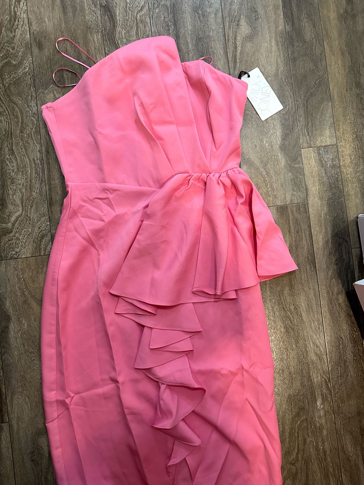 Milk + honey Size 8 Wedding Guest Strapless Pink A-line Dress on Queenly