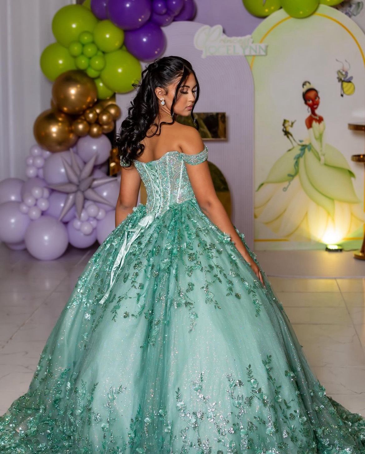 Size 2 Pageant Strapless Sheer Green Ball Gown on Queenly