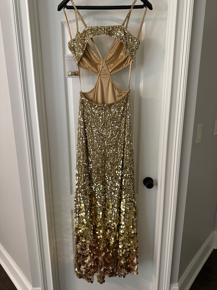 Style 6077 Mac Duggal Size 4 Prom Gold Floor Length Maxi on Queenly