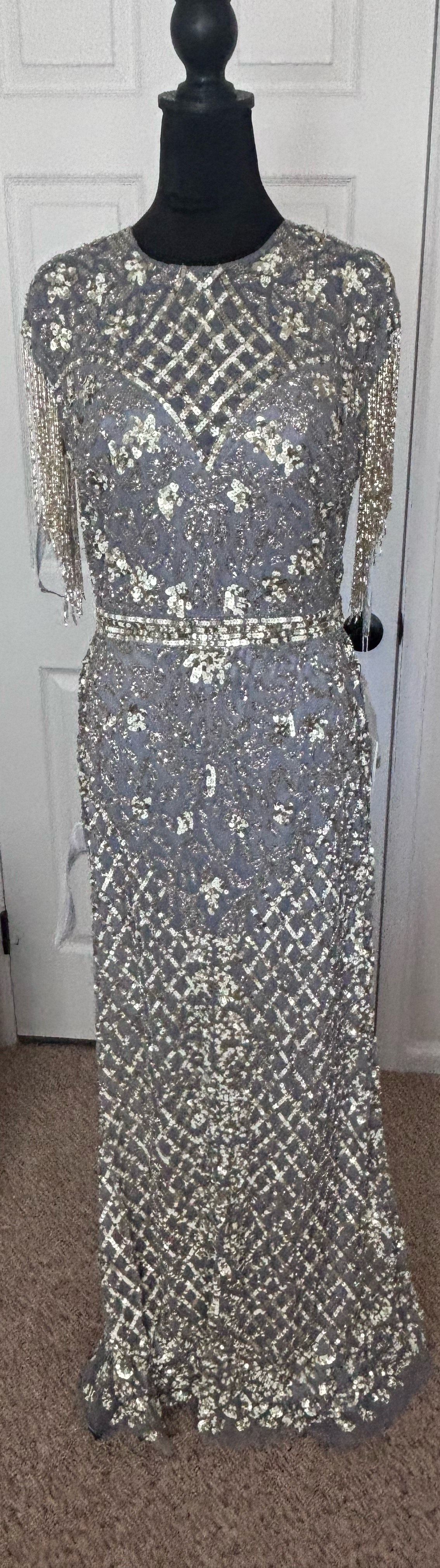 Style 4908 Mac Duggal Size 10 Pageant Gray A-line Dress on Queenly