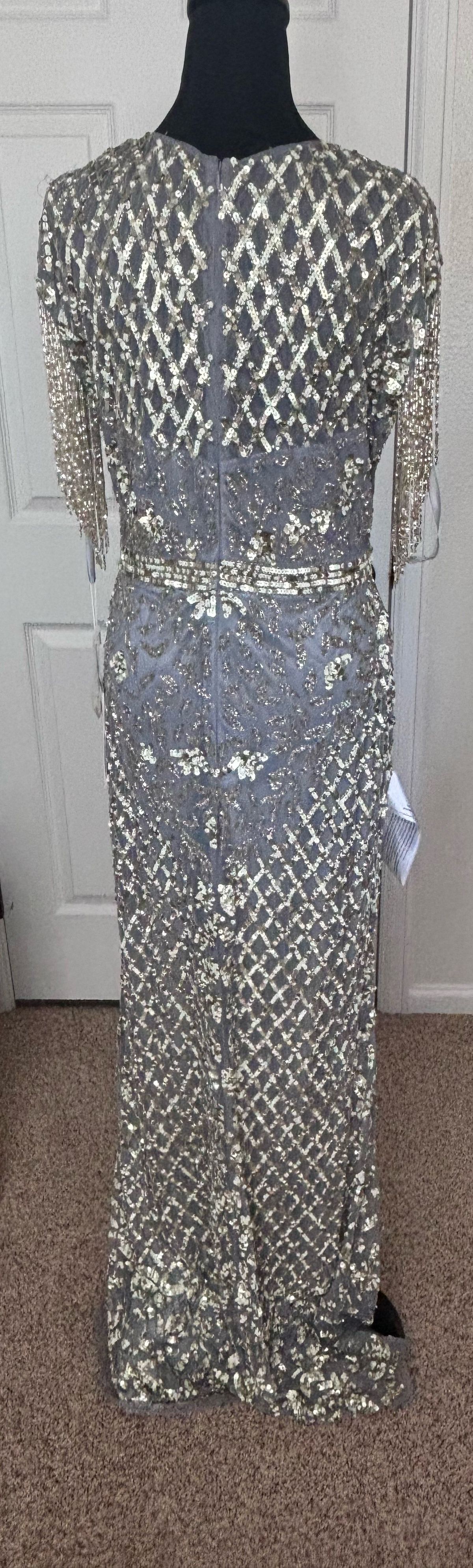 Style 4908 Mac Duggal Size 10 Pageant Gray A-line Dress on Queenly