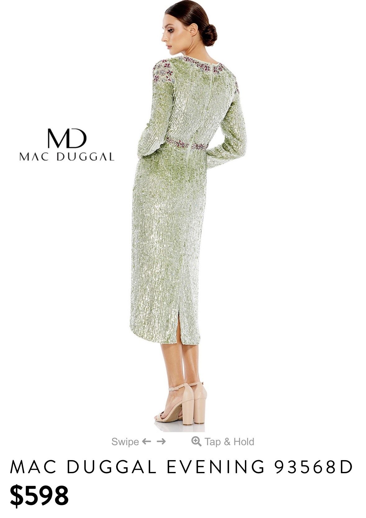 Style 93568 Mac Duggal Size 12 Long Sleeve Green Cocktail Dress on Queenly