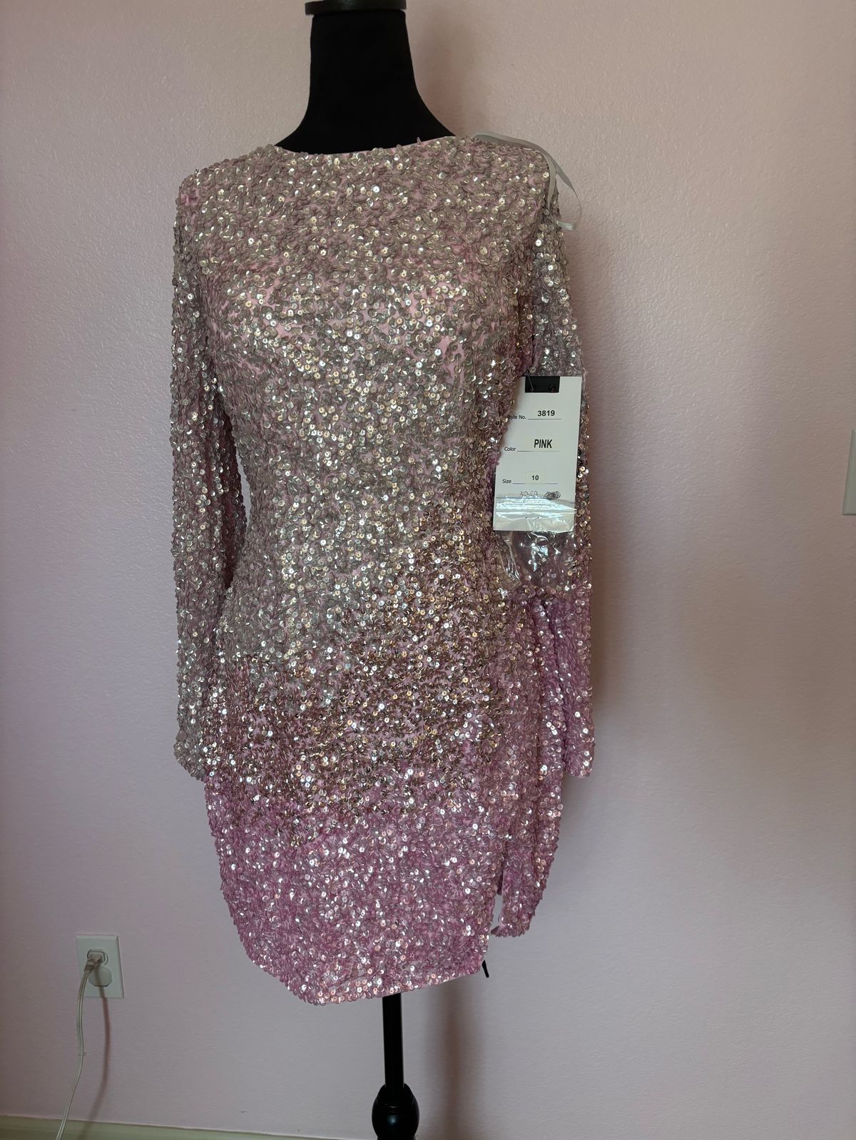 Style 3819 Primavera Size 10 Homecoming Long Sleeve Pink Cocktail Dress on Queenly