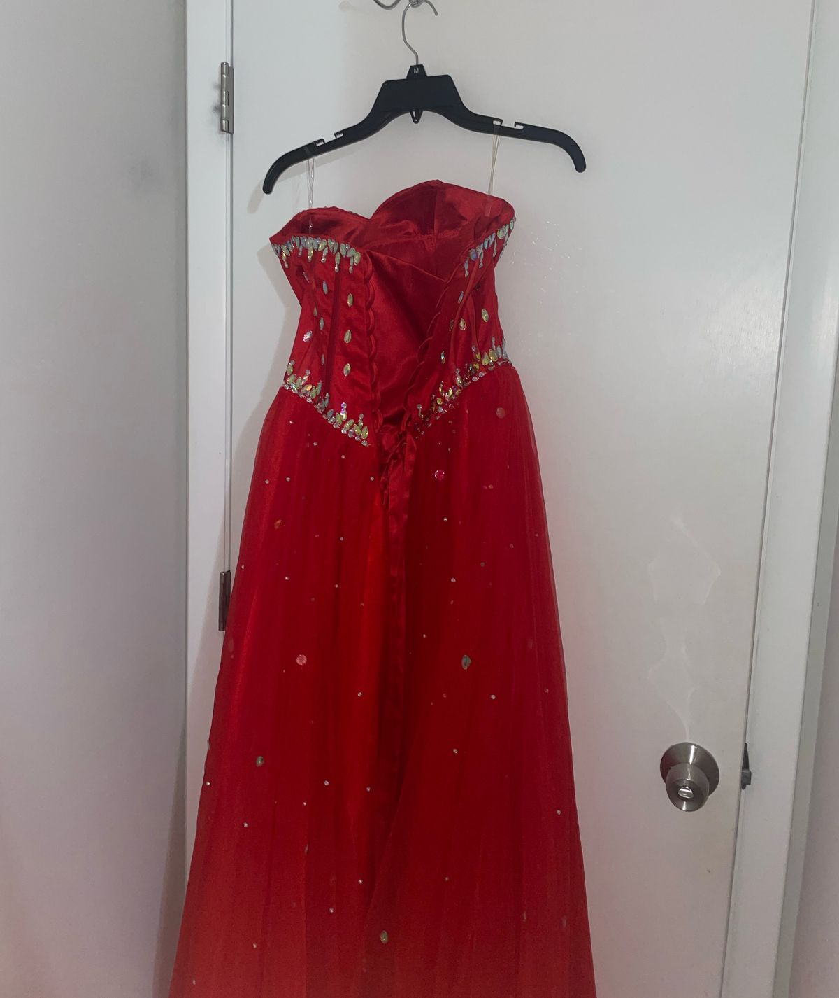 Size S Strapless Red Ball Gown on Queenly