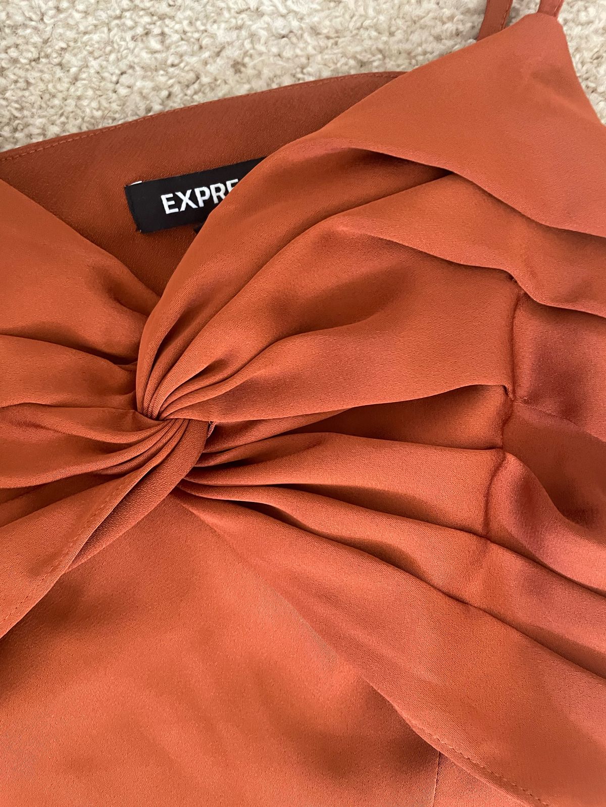 Express Size 0 Pageant Plunge Orange Formal Jumpsuit on Queenly