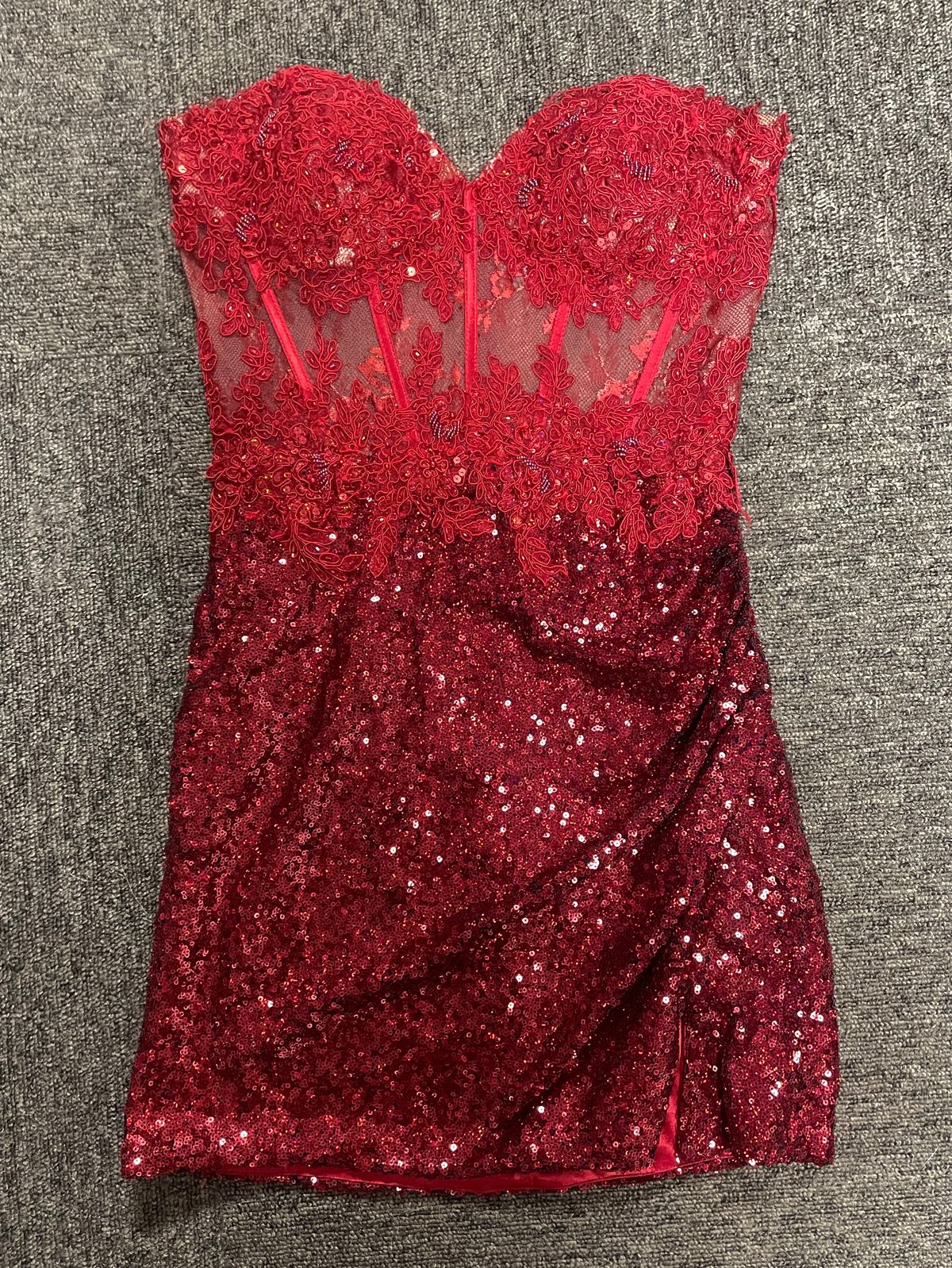 Sherri Hill Size 4 Homecoming Strapless Red Cocktail Dress on Queenly