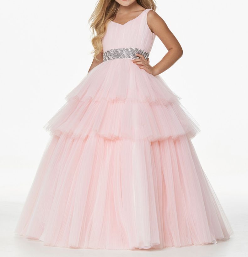 Style 8034 Ashley Lauren Girls Size 12 Pageant Sequined Pink Ball Gown on Queenly