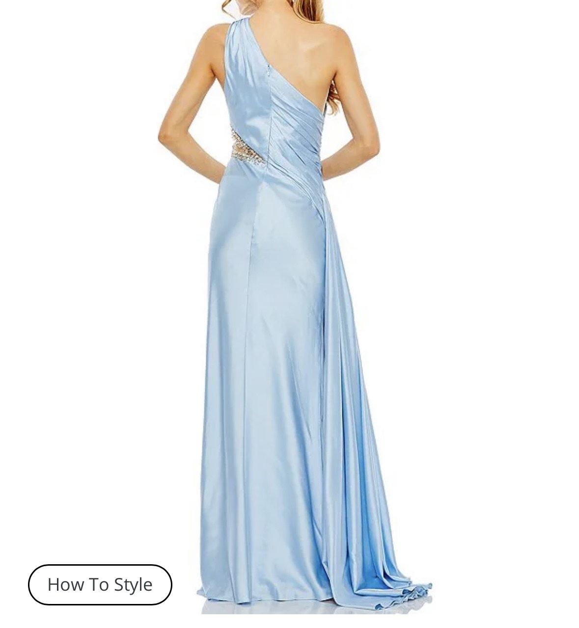 Style 2210 Mac Duggal Size 2 Prom One Shoulder Blue Side Slit Dress on Queenly