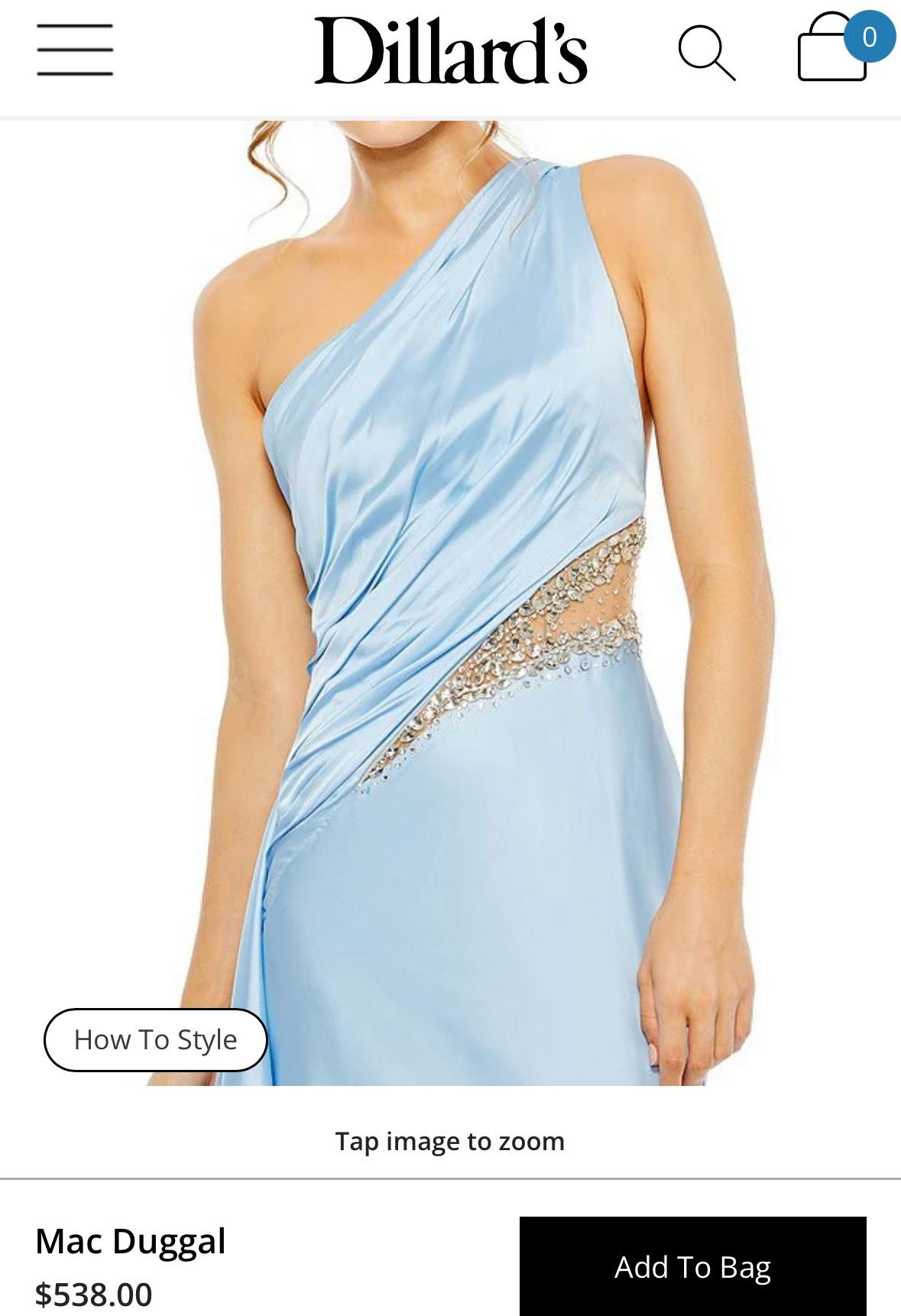 Style 2210 Mac Duggal Size 2 Prom One Shoulder Blue Side Slit Dress on Queenly