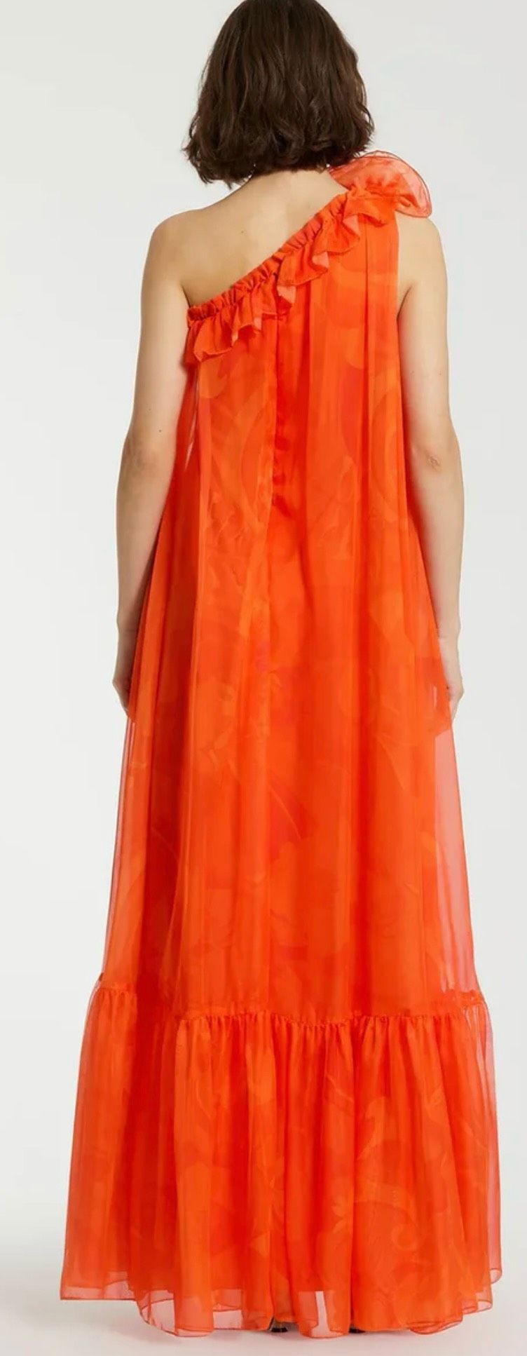 Mac Duggal Size 10 Wedding Guest One Shoulder Orange A-line Dress on Queenly