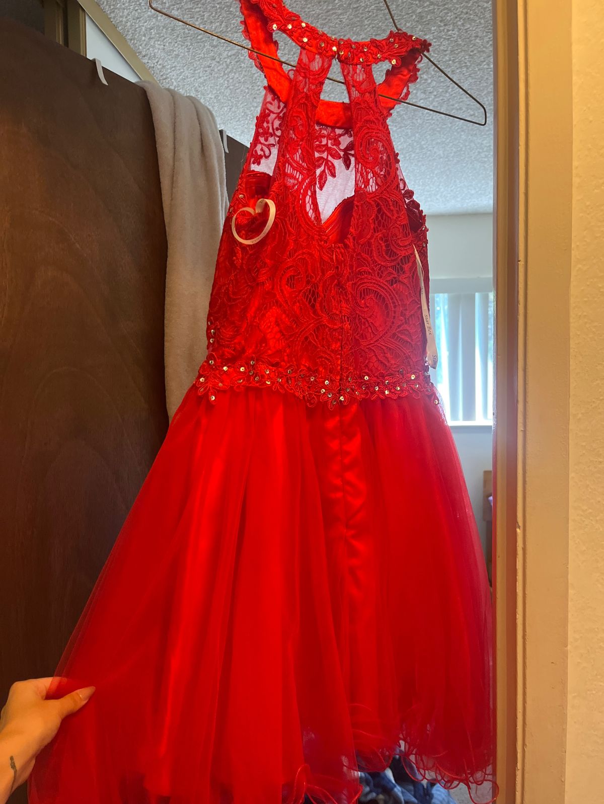 Style S6417 Star box Size L High Neck Red Ball Gown on Queenly