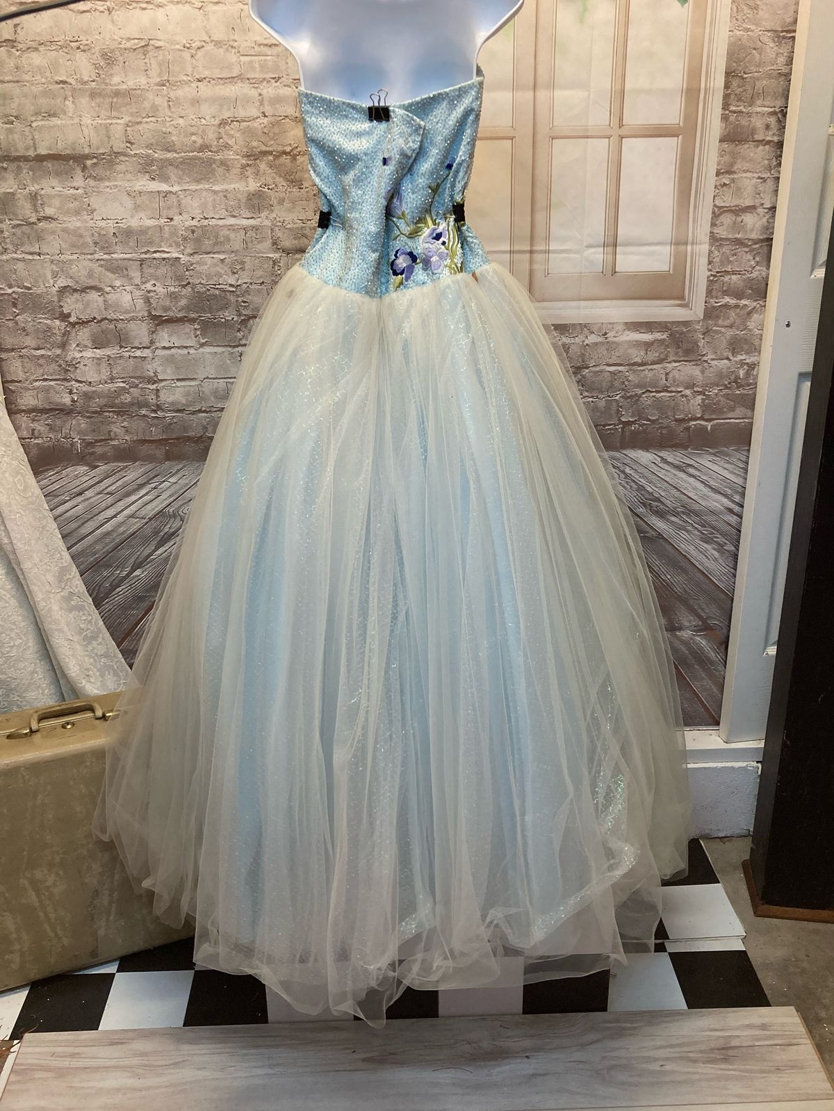 Precious Formals Size 6 Prom Strapless Blue Ball Gown on Queenly