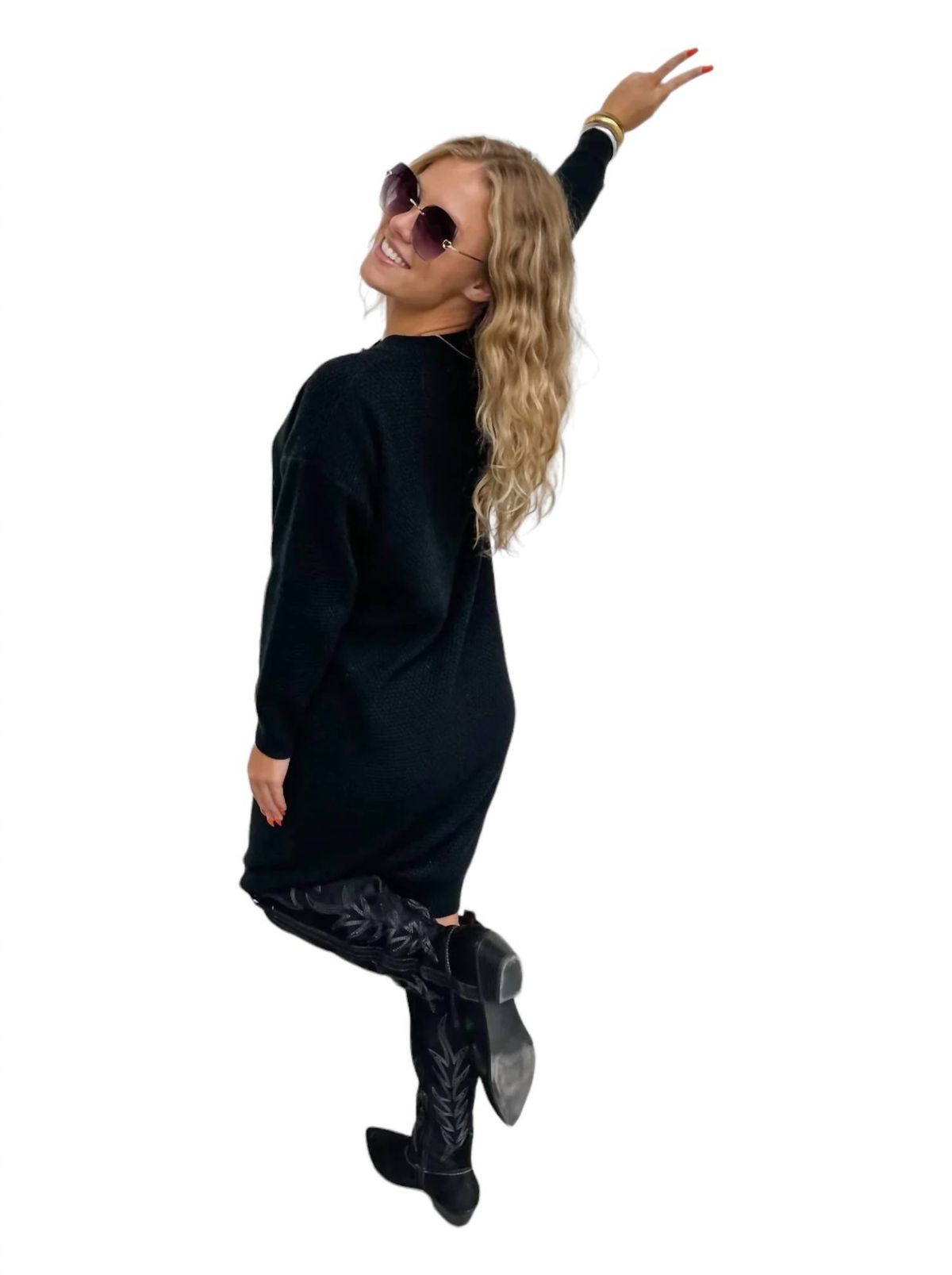 Style 1-1304619951-1464 BLAKELEY Size 3X Long Sleeve Black Cocktail Dress on Queenly