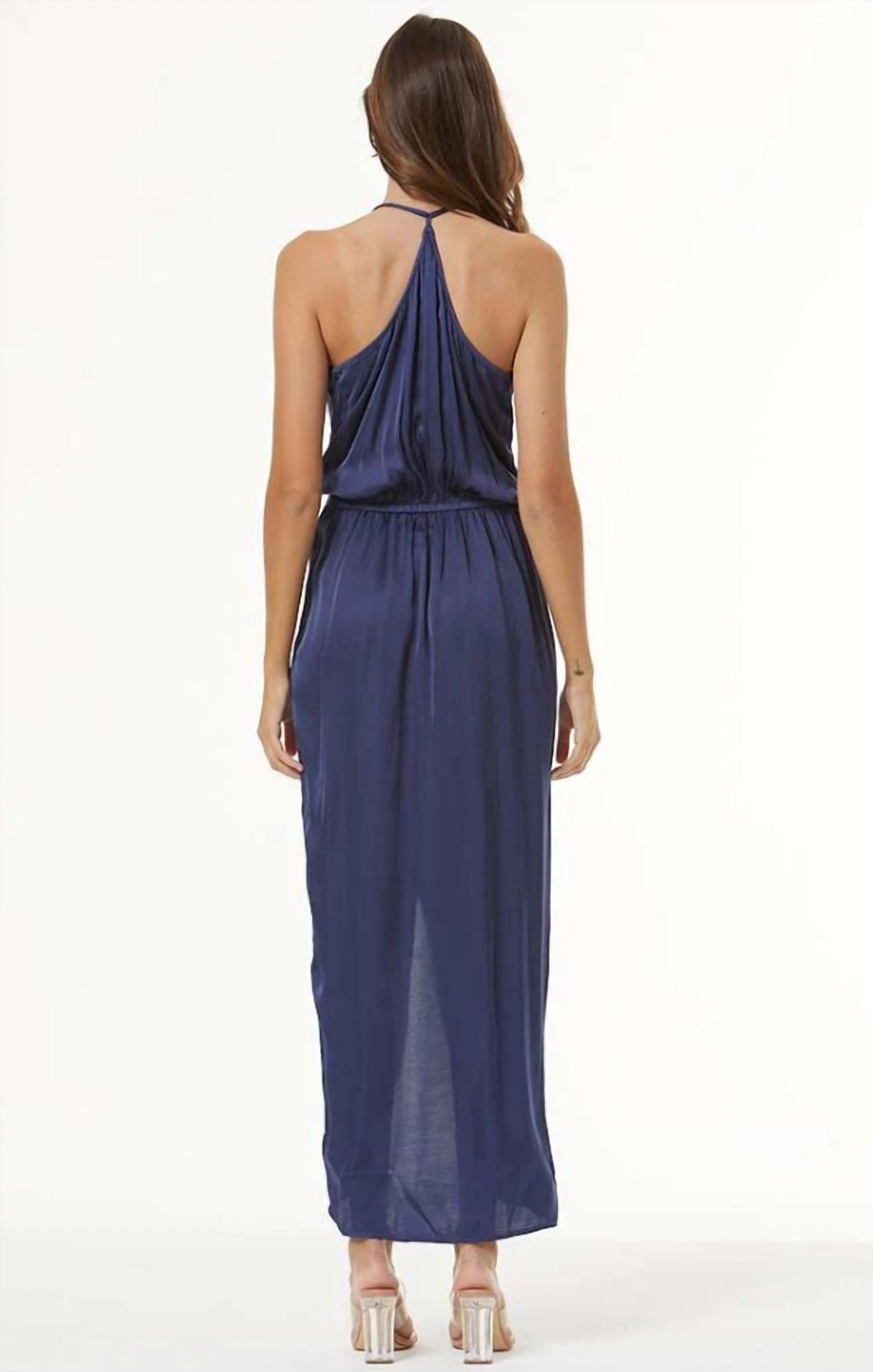 Style 1-1690846949-70 young fabulous & broke Size XS Halter Satin Blue Floor Length Maxi on Queenly