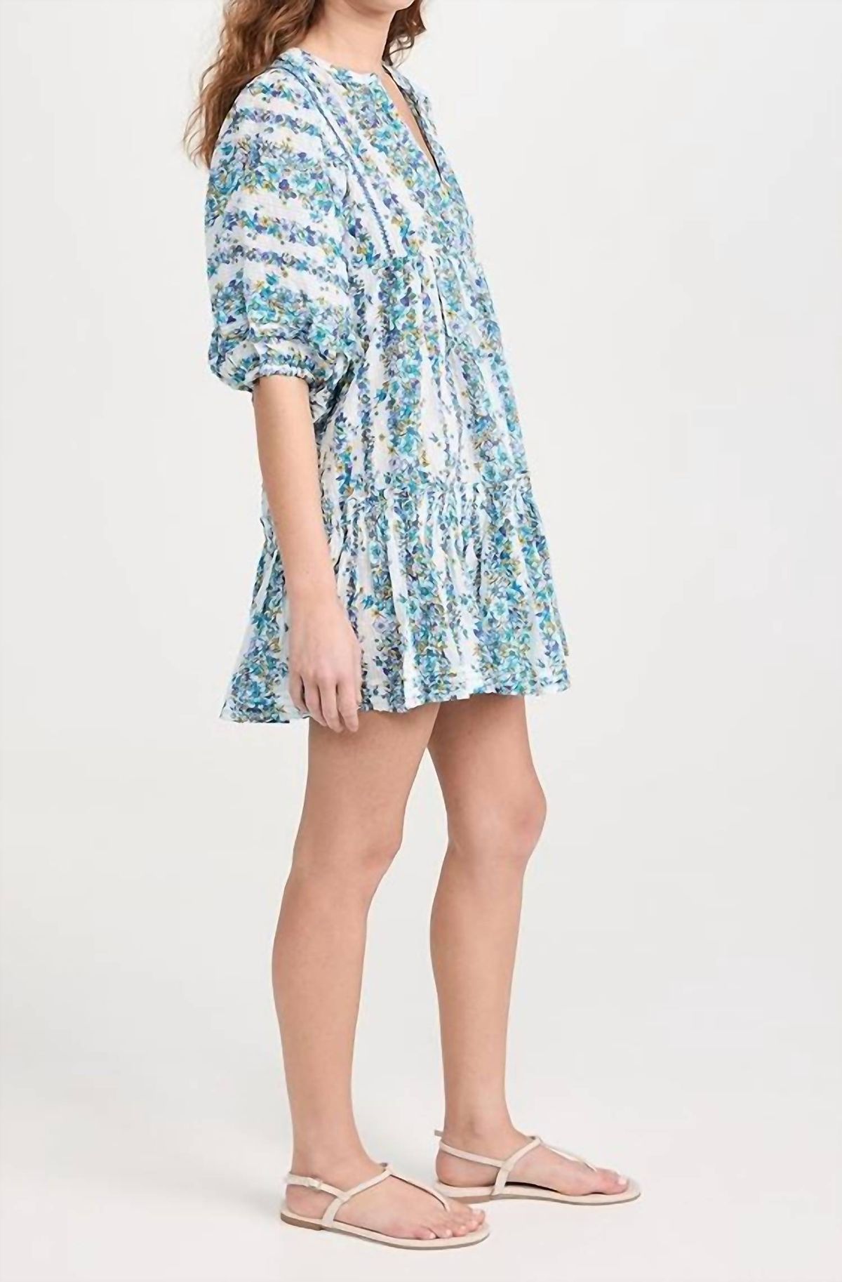 Style 1-1841142624-597 Poupette St Barth Size S Floral Green Cocktail Dress on Queenly