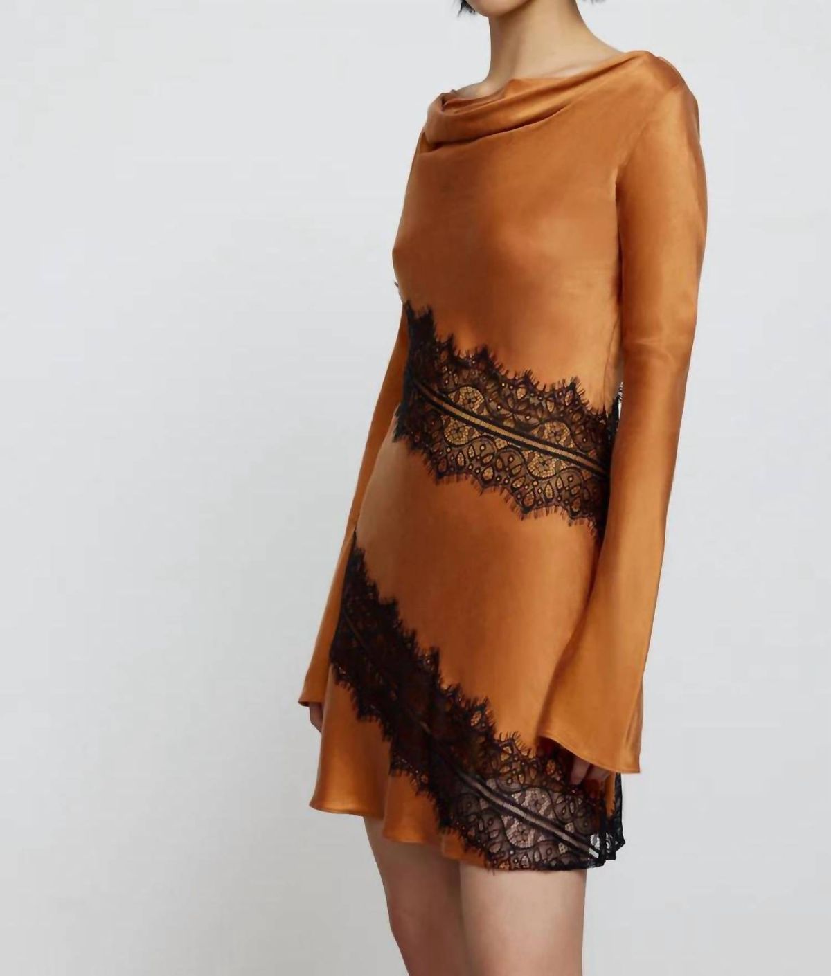 Style 1-1978738049-1901 SIGNIFICANT OTHER Size 6 Lace Brown Cocktail Dress on Queenly