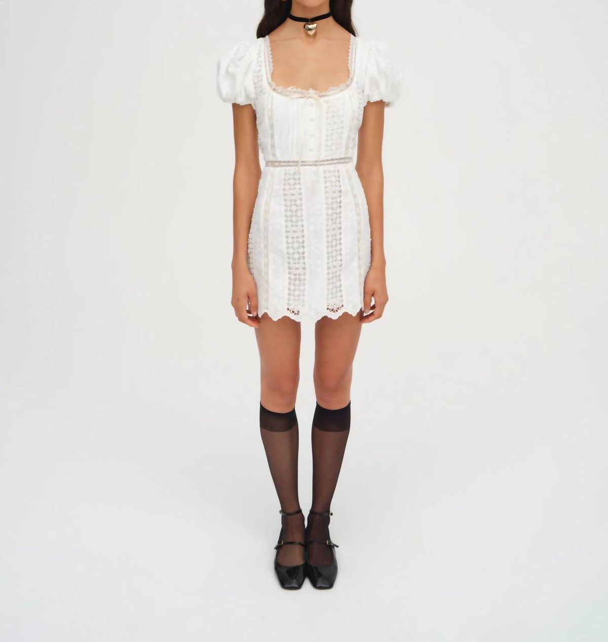 Style 1-2030132198-149 for Love & Lemons Size L Lace White Cocktail Dress on Queenly