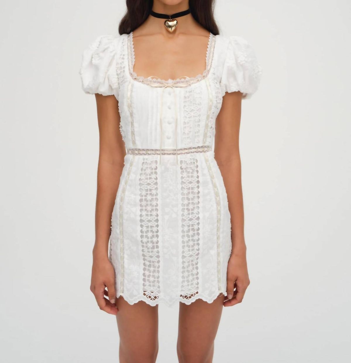 Style 1-2030132198-149 for Love & Lemons Size L Lace White Cocktail Dress on Queenly