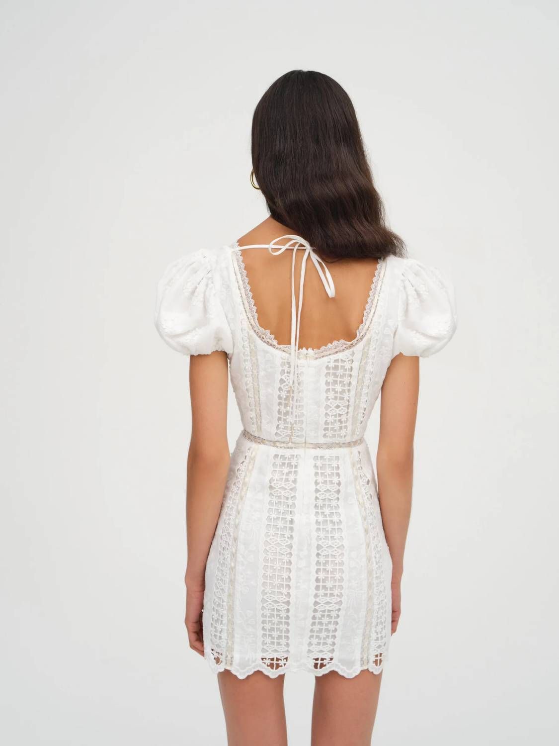 Style 1-2030132198-149 for Love & Lemons Size L Lace White Cocktail Dress on Queenly