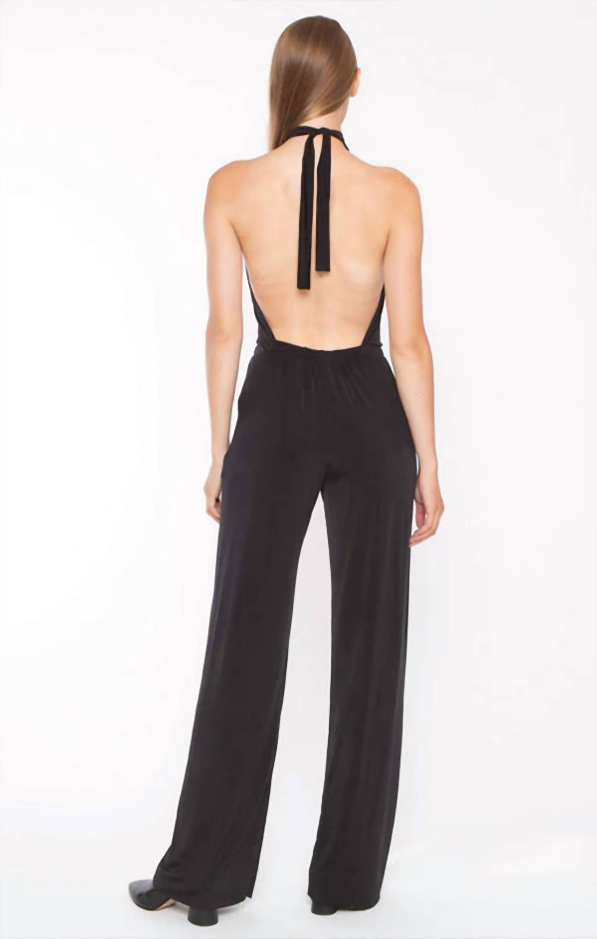 Style 1-2106300695-70 RIPLEY RADER Size XS Halter Sequined Black Formal Jumpsuit on Queenly